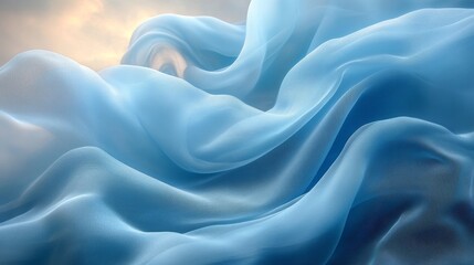 Obraz premium A soft blue veil of fabric floating gently in a pastel-colored world.