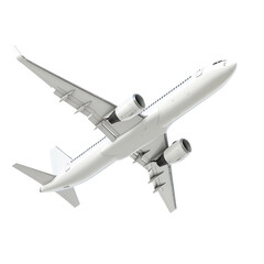 A white plane in the air isolated on transparent background