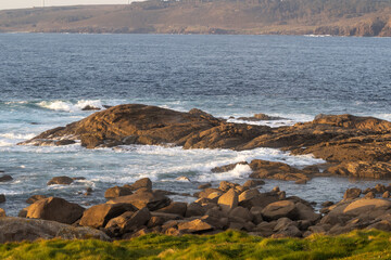 Wild coastal cliffs by the Muxía Lighthouse, A Coruña, Galicia, Spain. Known for fierce storms...