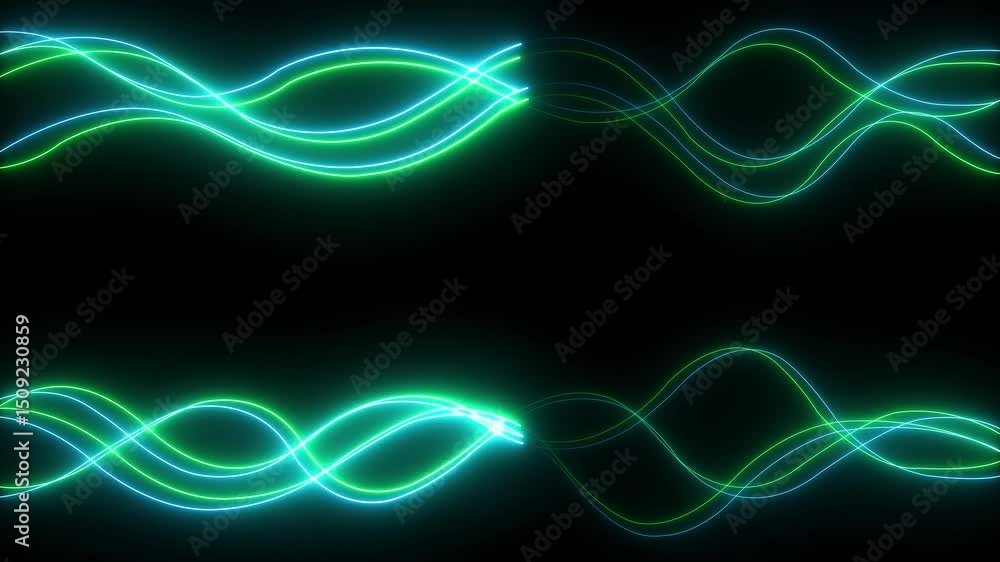 Poster abstract futuristic technology background. neon glowing energy lines abstract neon glowing wavy stri