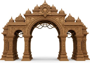 Ornate, carved wooden archway, detailed design