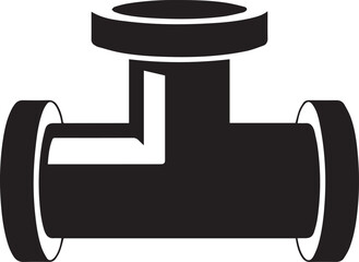 Straight Plumbing Pipe Illustration Vector - Clean Black Silhouette