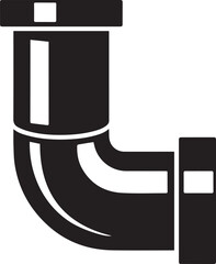 Straight Plumbing Pipe Illustration Vector - Clean Black Silhouette