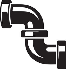 Straight Plumbing Pipe Illustration Vector - Clean Black Silhouette