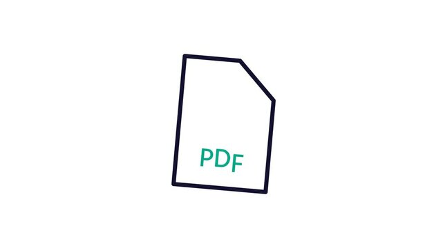 pdf document icon ui animation on transparent