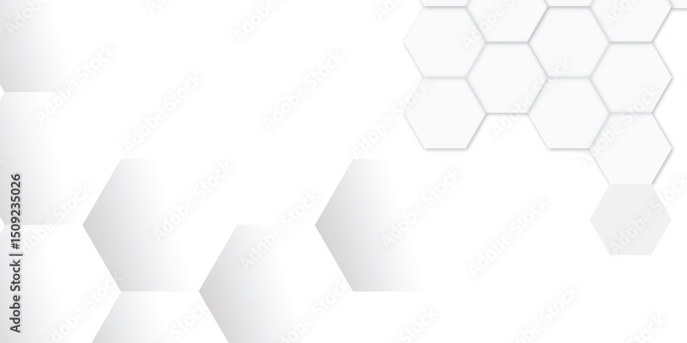 Poster clean abstract geometry hexagon with depth and balance, hexagonal shape on transparent concept desig