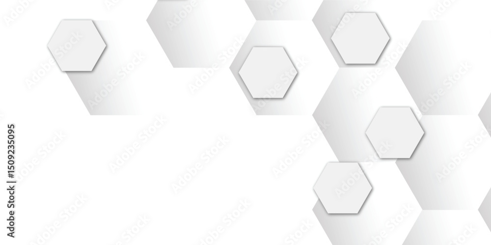Poster clean abstract geometry hexagon with depth and balance, hexagonal shape on transparent concept desig