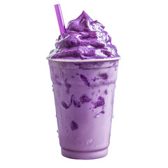 Ube Purple Ice Blended Drink Vibrant Color  isolated on a transparent background