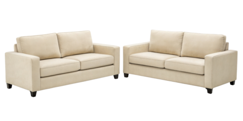 Cozy microfiber loveseat sofas in neutral beige color perfect for any living space