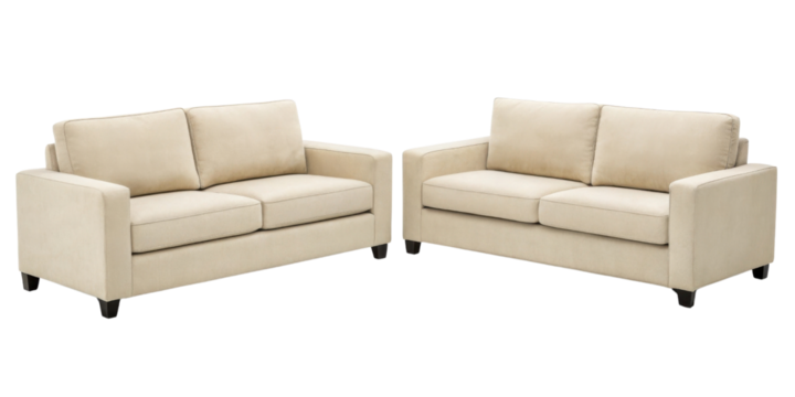 Cozy microfiber loveseat sofas in neutral beige color perfect for any living space