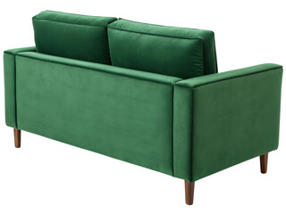 Stylish microfiber loveseat sofa in vibrant green adds touch of elegance to any space