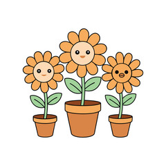 Flower cartoon face vector illustration
