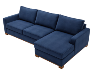 Cozy microfiber sectional sofa in deep blue color adds comfort to any living space