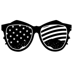 Cool sunglasses with USA flag silhouette&mdash;ideal for 4th of July design sets, merch packs, festive clipart, and celebration content.