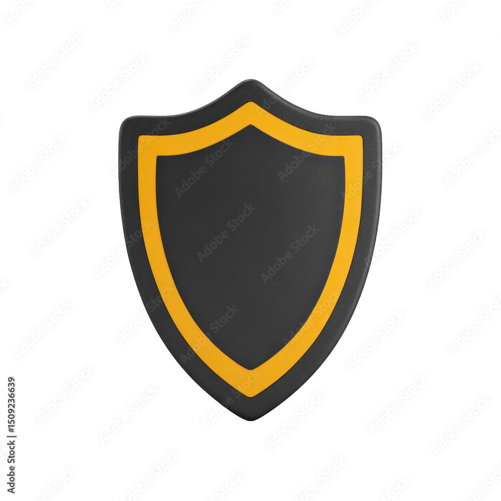 Poster black shield with yellow border symbolizes protection and security, often used in digital contexts t
