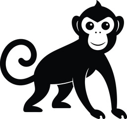 Naklejka premium silhouette monkey on the white background