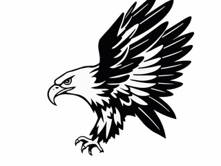 Obraz premium Majestic eagle spreads wings in graceful flight against a stark backdrop expressing strength and freedom