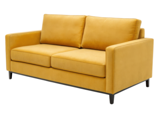 Stylish nylon loveseat sofa in vibrant yellow adds cheerful touch to any space