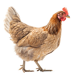 Fototapeta premium Golden-Brown Hen's Gaze: A side profile reveals a golden-brown hen in the studio, her intelligent gaze and natural elegance highlighting the rural life and agriculture.