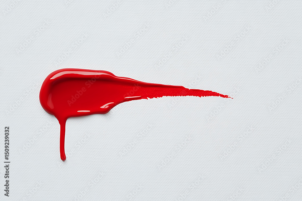 Poster crimson streak: a vivid smear of red on a clean canvas, creating a striking contrast and dynamic vis