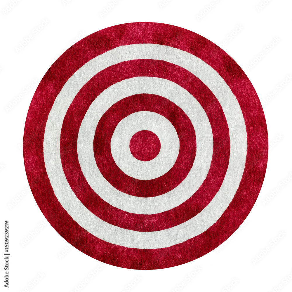 Poster red and white circular target with concentric rings creates bold visual impact. design is simple yet