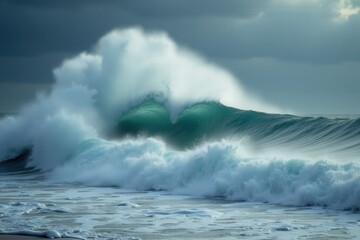 Obraz premium Powerful ocean waves crashing on the shore