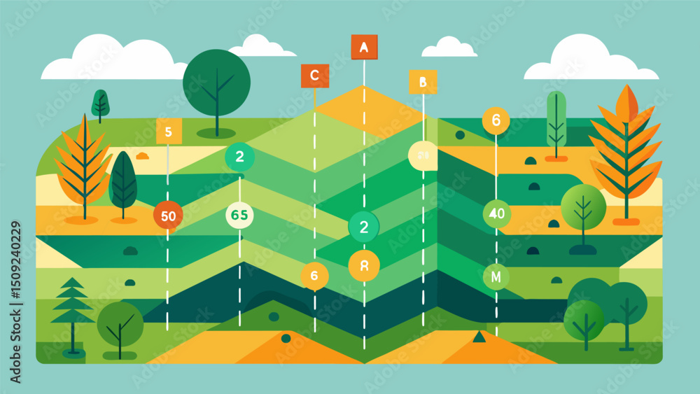 Poster a detailed map indicating the ph levels of different sections of a field guiding farmers to make adj