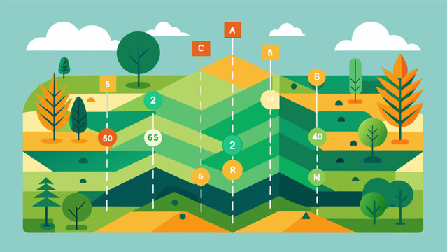 A detailed map indicating the pH levels of different sections of a field guiding farmers to make adjustments and achieve balanced soil conditions for optimal plant growth.. Vector illustration