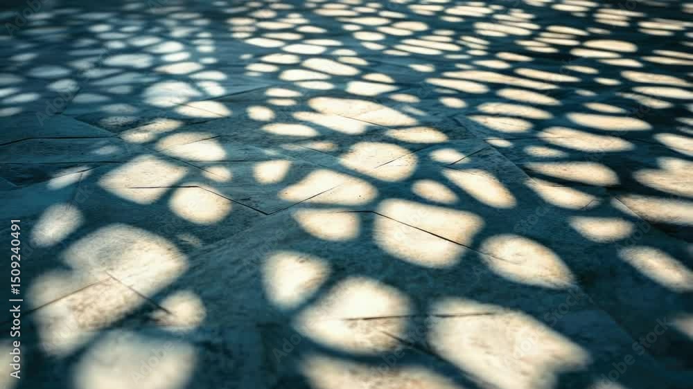Poster A shadow of a window falls onto a traditional tiled floor, providing a simple and clean design element