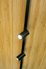 Modern black Lamp indoor restaurant,Pendant light with metal lamps in street cafe,mountain view and...