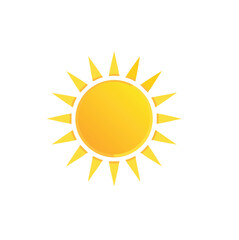 Bright yellow sun icon summer design element