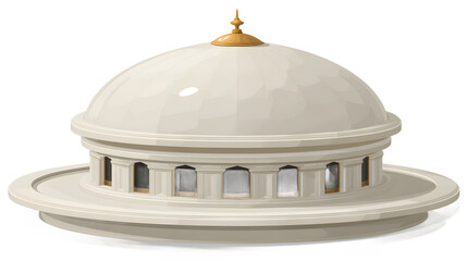 Fototapeta premium Architectural Dome Classic Design Elegant Structure 3D Render White and Gold Round Buildin