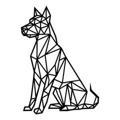 Low Poly Dog Icon Silhouette in Vector black and white