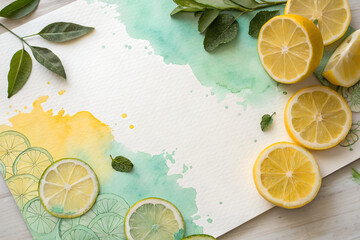 Vibrant DIY Lemon Painting on Abstract Background