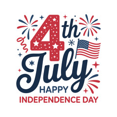 4th of July Happy Independence Day Patriotic Vector Illustration with American Flag