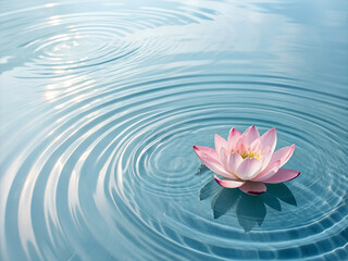 Serene Lotus Bloom on Rippling Water Surface