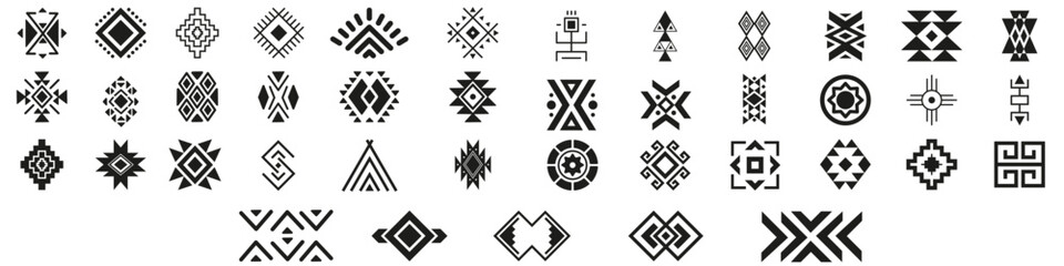 Aztec icon vector set. Aztec symbol illustration sign collection. Indian symbols or logo.