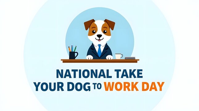 Cute dog in suit celebrates national take your dog to work day