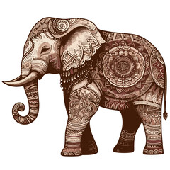 Hand-drawn Henna Elephant. Ornate elephant illustration with intricate patterns and designs  