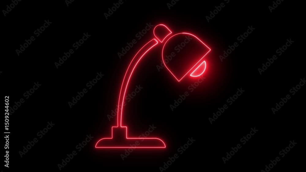 Poster animated neon desk lamp on black background abstract light effect for design and visuals