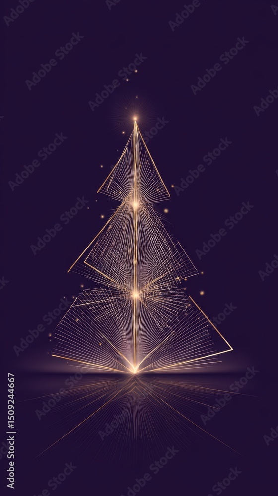 Poster abstract golden network structure, geometric visualization, interconnected nodes, data flow, digital