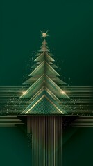 Abstract Vertical Lines Design: Modern Minimalist Geometric Pattern with Green and Gold Gradient, Digital Art Background