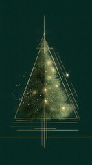 Golden Geometric Tree Line Art - Minimalist Nature Illustration for Wellness, Spirituality, and Modern Design Concepts.