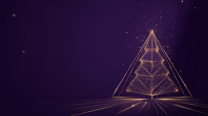 Abstract Golden Geometric Tree Design - Minimalist Vector Illustration with Radiant Lines and Futuristic Style