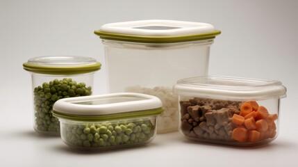 Fresh Green Peas and Diced Carrots in Bowls - Healthy Food Ingredients for Cooking and Nutrition Stock Photo