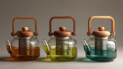 Clear Glass Teapot with Stainless Steel Infuser, Hot Beverage, Tea Time, Minimalist Style, Kitchen Still Life, Product Photography.