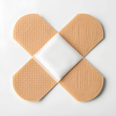 Cross bandage adhesive plaster isolated on white background