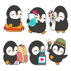 Penguin colour vector set 5