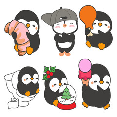 Penguin colour vector set 6