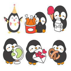 Penguin colour vector set 7